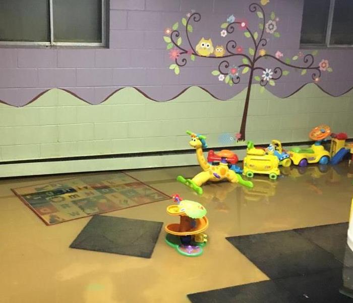 This before image shows a church nursery after it flooded.