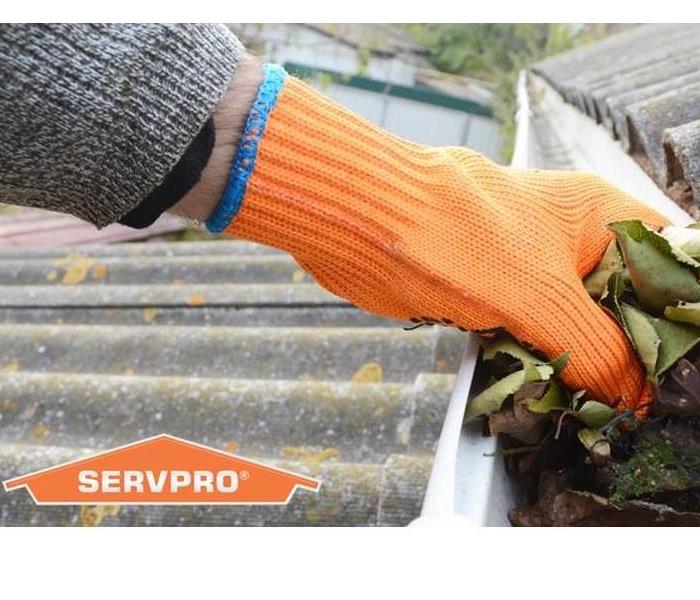 SERVPRO Professional Cleaning out Rain Gutters